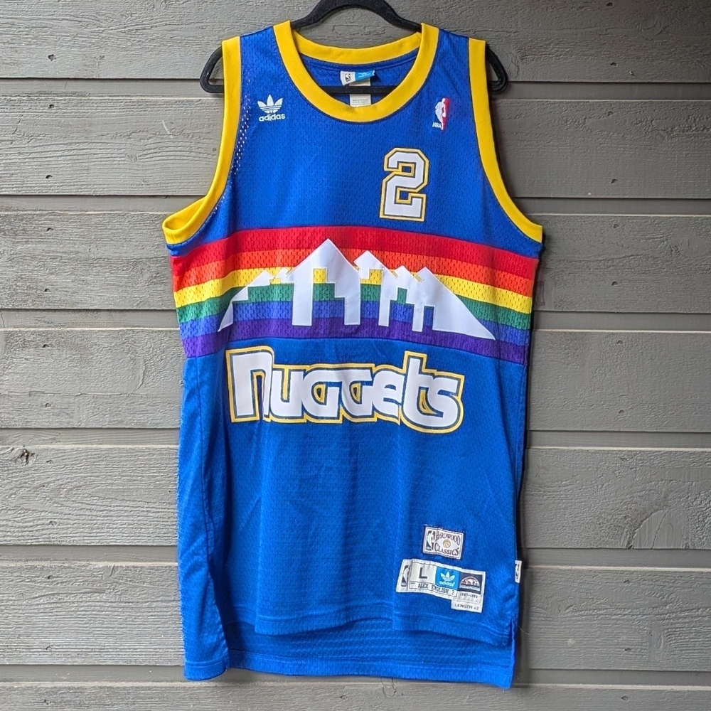 Adidas Hardwood Classics Denver Nuggets Alex English 1987-1988 Rainbow Jersey LG